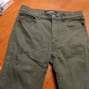 Express distressed army green skinny jeans NWOT